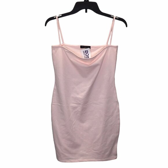 Slip Tank Dress Women Medium Bodycon Camisole Tank Pastel Pink dolette kawaii - Picture 2 of 7